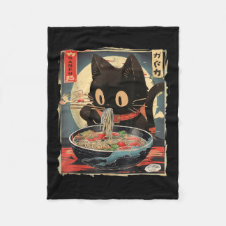 Couverture Polaire Chat Manger Ramen Noodle drôle Japonais Kawaii Ani