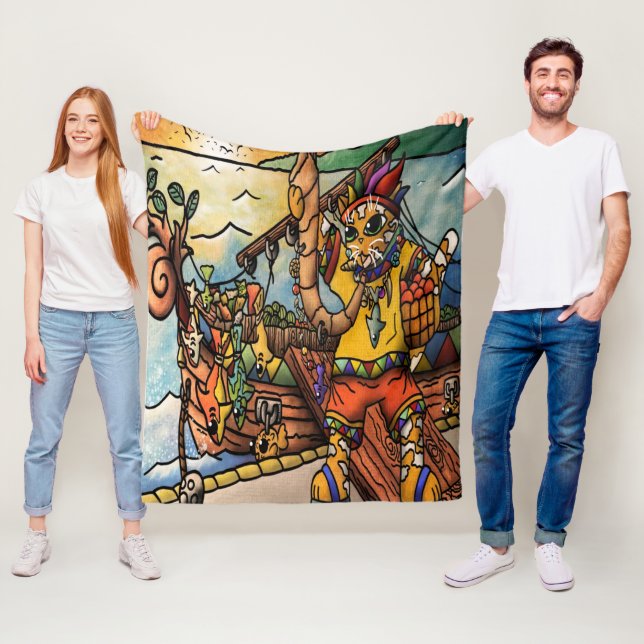 Couverture Polaire Chat marchand du port de pêche (En situation)