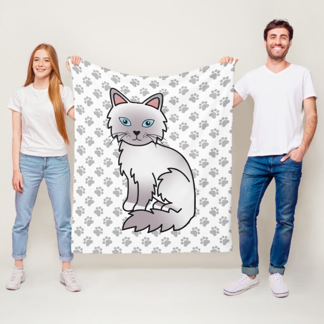 Couverture Polaire Chat mignon Lilac Point Birman / Ragdoll & pattes (En situation)