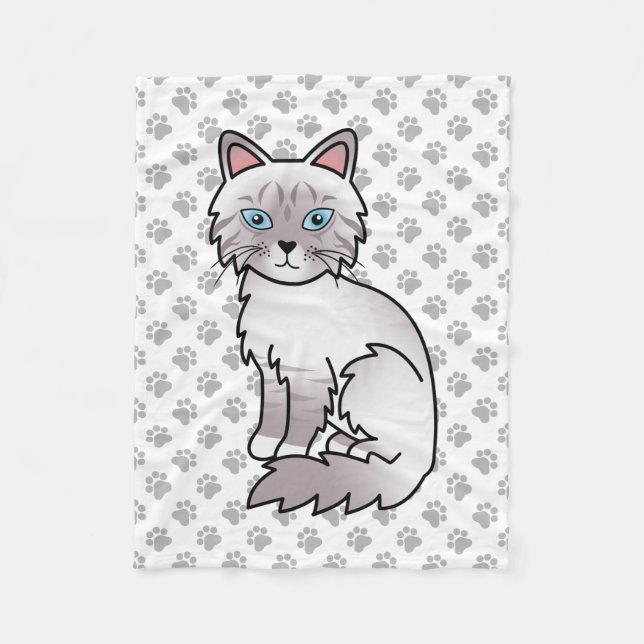 Couverture Polaire Chat mignon Lilac Point Tabby Birman / Ragdoll & p (Devant)