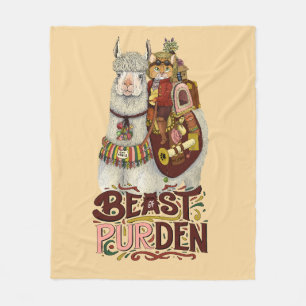 Couverture Polaire Chat mignon sur une bête de lama d'art purden