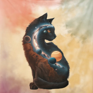 Couverture Polaire Chat mignonne & Planètes, Animaux amusants, Aquare