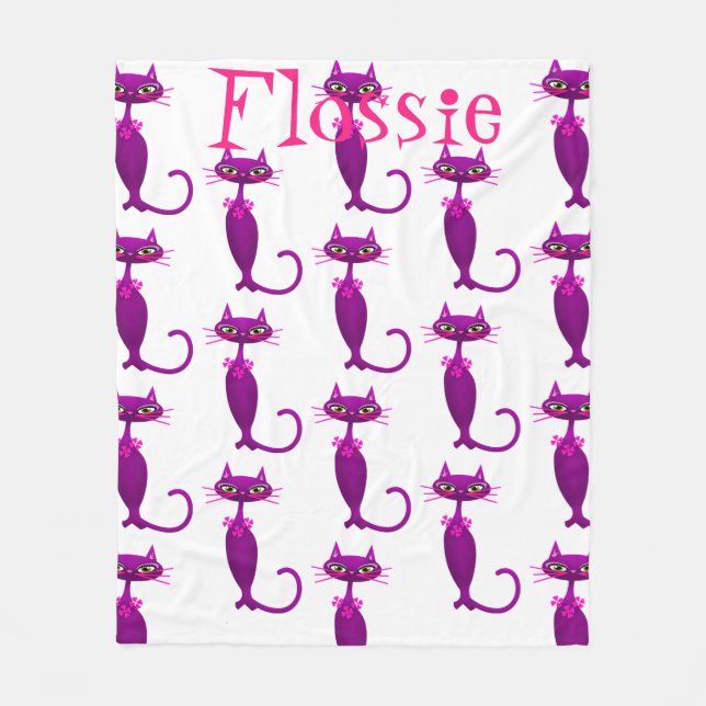 Couverture Polaire Chat milieu de siècle mignon poupée rose rose rose (Devant)