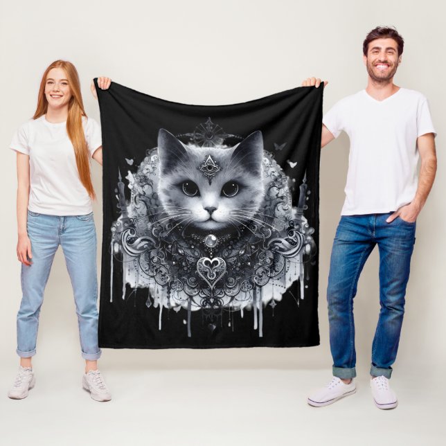Couverture Polaire Chat Mystique (En situation)
