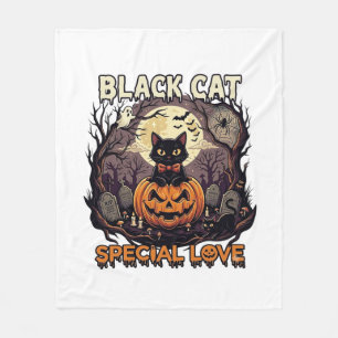 Couverture Polaire Chat Noir Amour Spécial Halloween Citrouille Plein