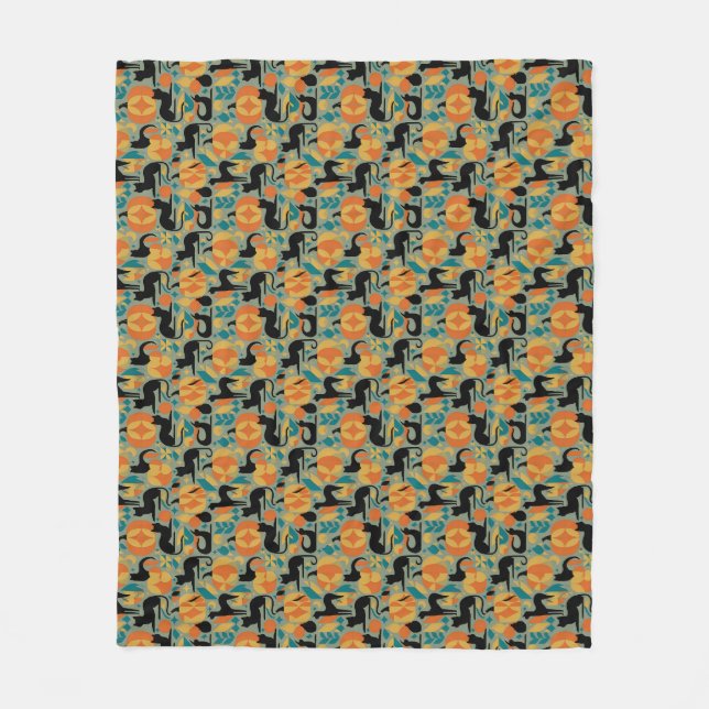 Couverture Polaire Chat noir automne (Devant)