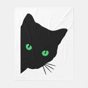 Couverture Polaire chat noir aux yeux verts