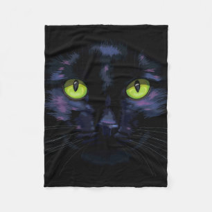 Couverture Polaire Chat noir avec les yeux verts