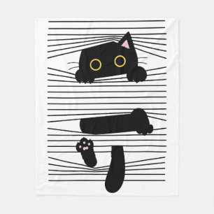 Couverture Polaire Chat Noir Caché Mignon Drôle Minimaliste Amour Des