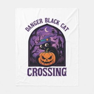 Couverture Polaire Chat Noir Dangereux Traverse Halloween Citrouille 