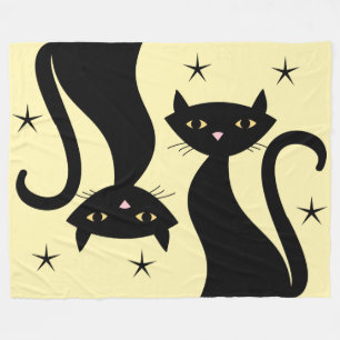 Couverture Polaire Chat noir des années 1950, jaune
