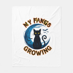 Couverture Polaire Chat noir d'Halloween Crocs de Lune bleue Chauves-