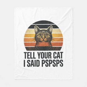 Couverture Polaire Chat noir drôle Pspsps Design vintage coucher de s