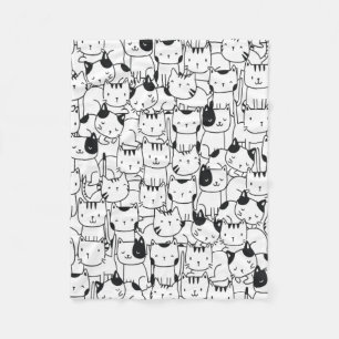 Couverture Polaire Chat noir et blanc Motif mignet