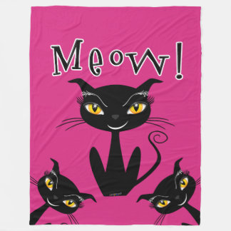 Couverture Polaire Chat Noir Fantaisiste Miaou !