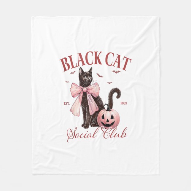 Couverture Polaire Chat noir Halloween Coquette Social Club Bow rose (Devant)
