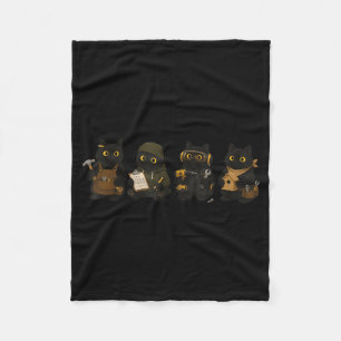 Couverture Polaire Chat noir menuisier travail du bois Chat drôle
