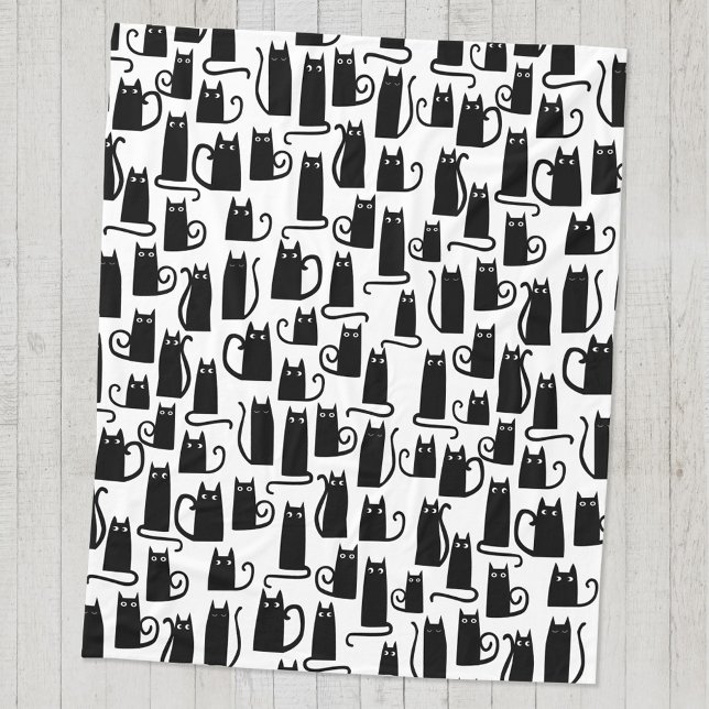Couverture Polaire Chat noir mignon (Fun whimsical black cat fleece blanket)