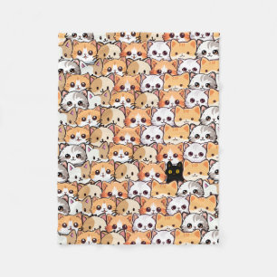 Couverture Polaire Chat noir mignon en chats orange animal de compagn