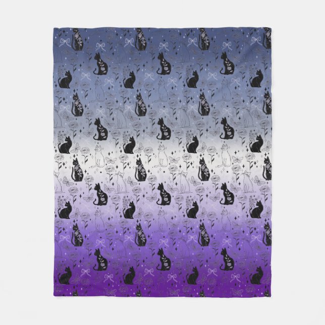Couverture Polaire Chat noir Pride Bouton Lesbienne - Mystical Witchy (Devant)