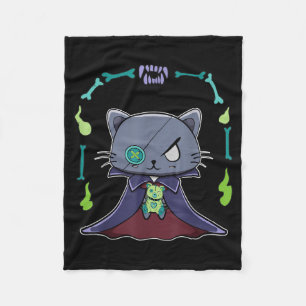 Couverture Polaire Chat noir vampire Dracula et ours en peluche pour