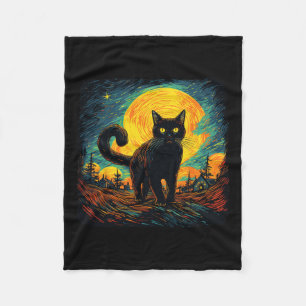 Couverture Polaire Chat noir Vintage style rétro Chat Art Travail Cha
