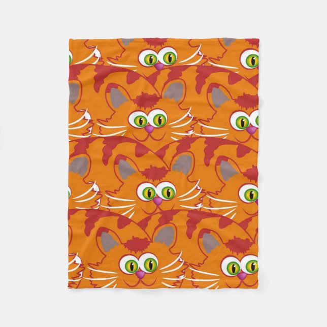 Couverture Polaire Chat Orange Aux Yeux Vert Adorable (Devant)