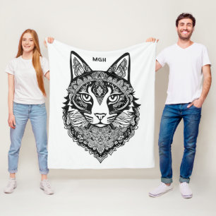 Couverture Polaire Chat ornemental Monogramme personnalisé