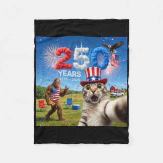 Couverture Polaire Chat patriotique selfie Bigfoot 250e anniversaire