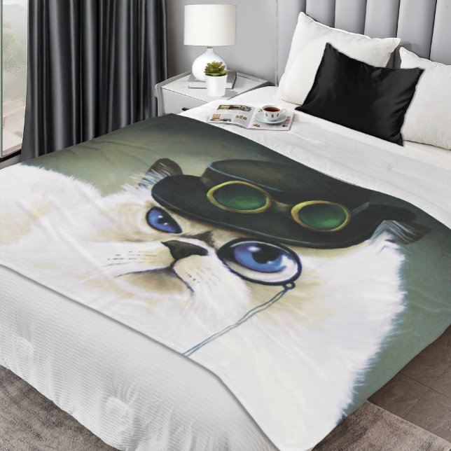 Couverture Polaire Chat perse de Steampunk (Créateur téléchargé)