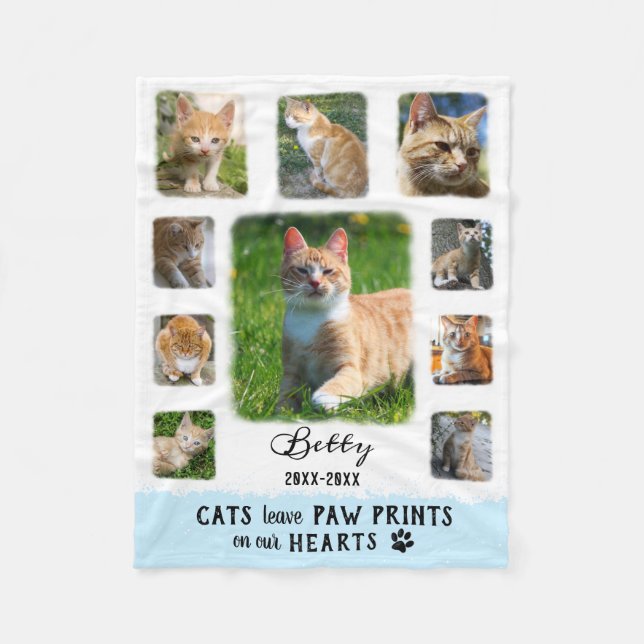 Couverture Polaire Chat Photo personnalisée Collage de bordures fanée (Devant)