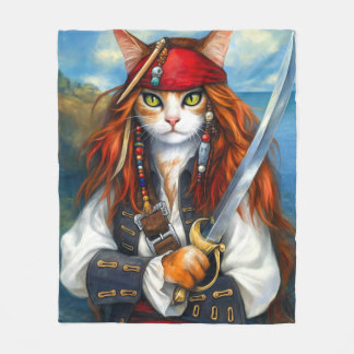 Couverture Polaire Chat pirate de Swashbuckler | Imaginaire Caractère