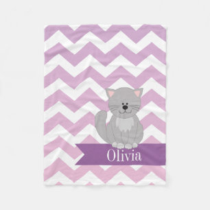 Couverture Polaire Chat pourpre personnalisé de Chevron