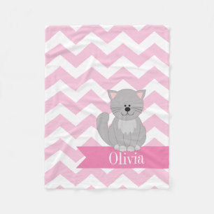 Couverture Polaire Chat rose personnalisé de Chevron