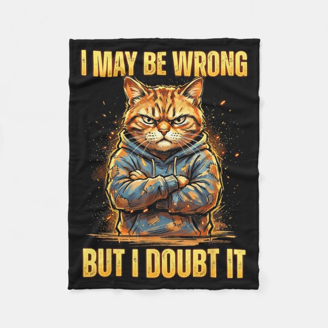 Couverture Polaire Chat Sarcastique Peut Se Tromper Mais Je Doutes Ch (Devant)