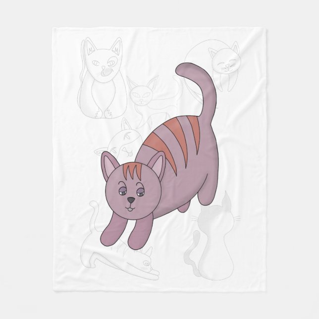 Couverture Polaire Chat se préparant à sauter le couvercle de la coue (Devant)