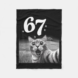 Couverture Polaire Chat selfie avec 67 mème chats drôles graphique po