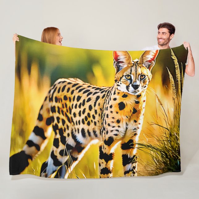 Couverture Polaire Chat Serval De Savannah Africaine (En situation)