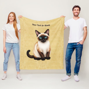 Couverture Polaire Chat Siamois Sur Vieux Papier