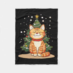 Couverture Polaire Chat Souriant Noël Matin Pour La Saison Festive