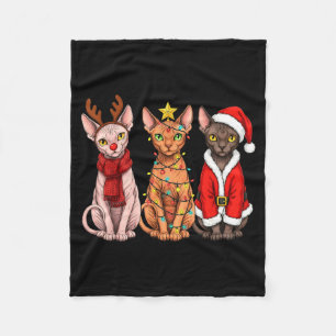 Couverture Polaire Chat Sphynx Noël Rétro Santa Renne 