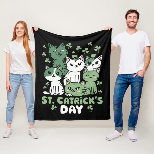 Couverture Polaire Chat St Patrick's Day Drôle Catrick's Day (En situation)