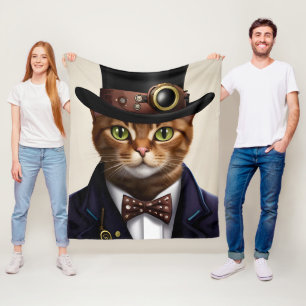 Couverture Polaire Chat Steampunk