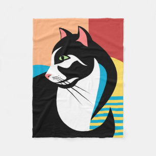 Couverture Polaire Chat stylisé coloré