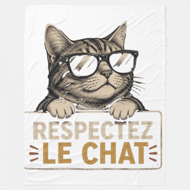 Couverture Polaire Chat Vectoriel Cool avec Lunettes de Soleil – fun (Devant)
