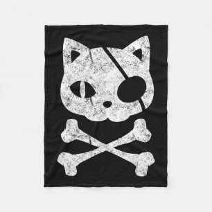 Couverture Polaire Chat vintage Pirate Kitten Halloween Croix du crân
