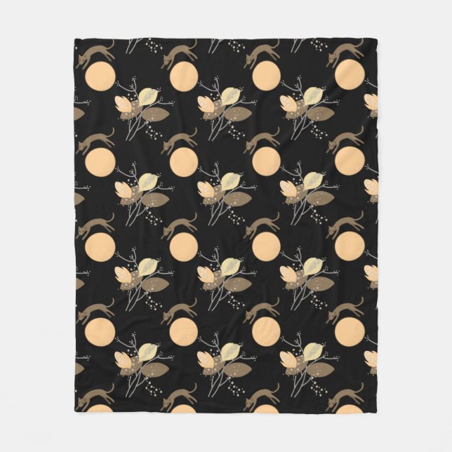 Couverture Polaire Chat volant au-dessus de la lune Fleece Blanket (Devant)