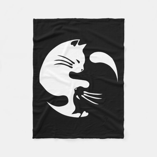 Couverture Polaire Chat Yin Yang Peace Love Interconnectées Idée cade (Devant)