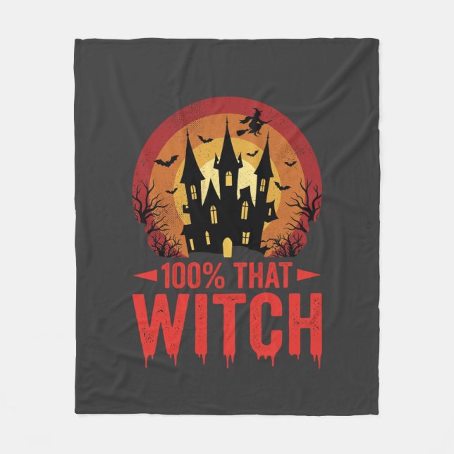 Couverture Polaire Château d'Halloween de cette sorcière à 100% (Devant)
