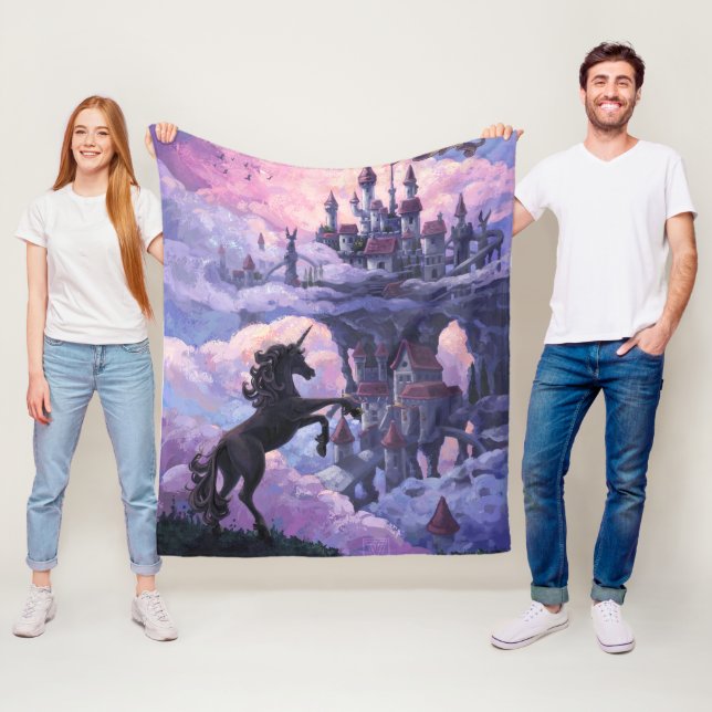 Couverture Polaire Château Licorne Fantaisiste (En situation)
